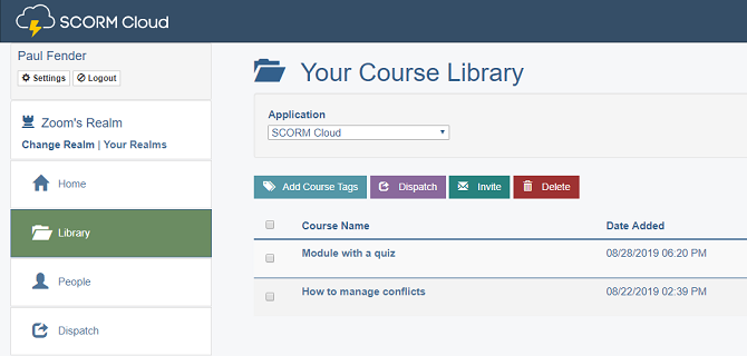 SCORM Cloud course library