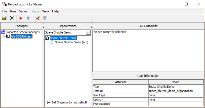 SCORM 1.2 Player user interface