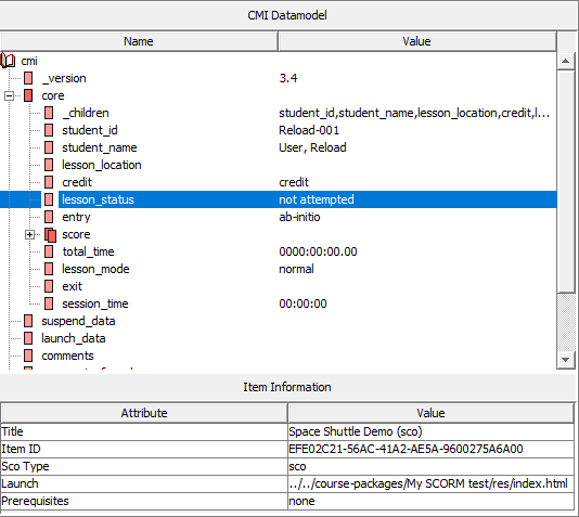 SCORM 1.2 Player CMI Datamodel