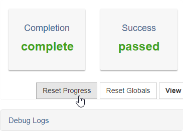 Reset Progress to delete all attempts