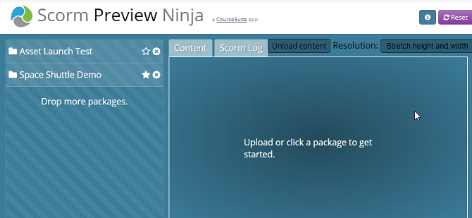 Scorm Preview Ninja interface