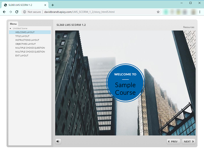 SCORM course uploaded to a website