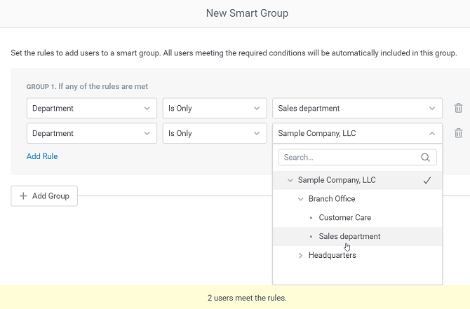 Smart groups in iSpring Learn LMS