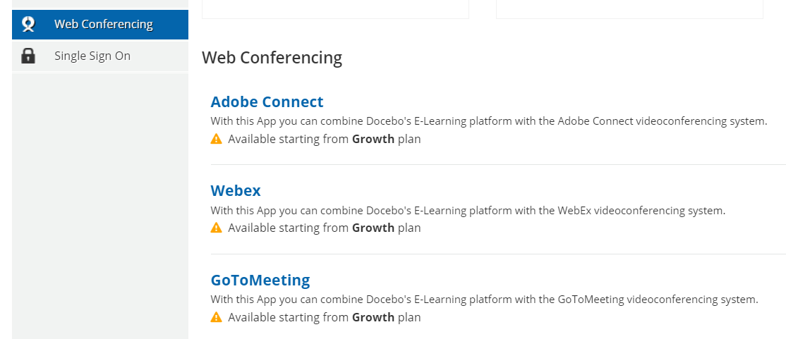 Web conferencing in Docebo LMS