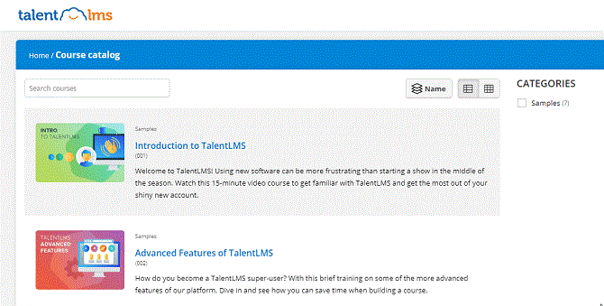 Course catalog in TalentLMS