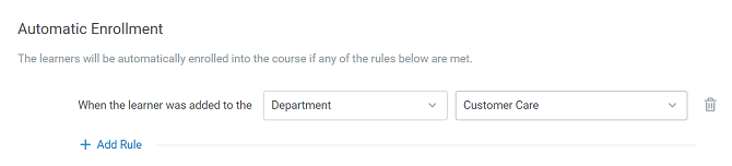 Creating enrollment rules in iSpring Learn LMS