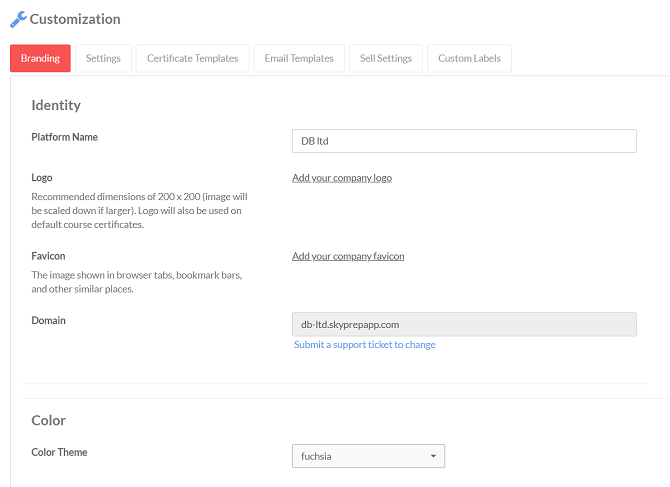 SkyPrep customization settings