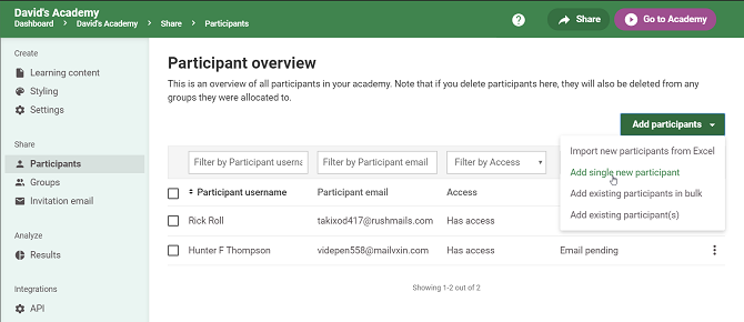 Adding users in EasyLMS