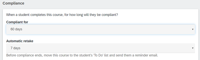 Compliance settings in Litmos LMS