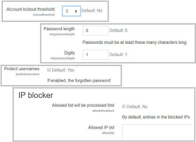Security options in ScholarLMS