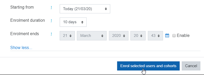 Scheduling enrollments in ScholarLMS