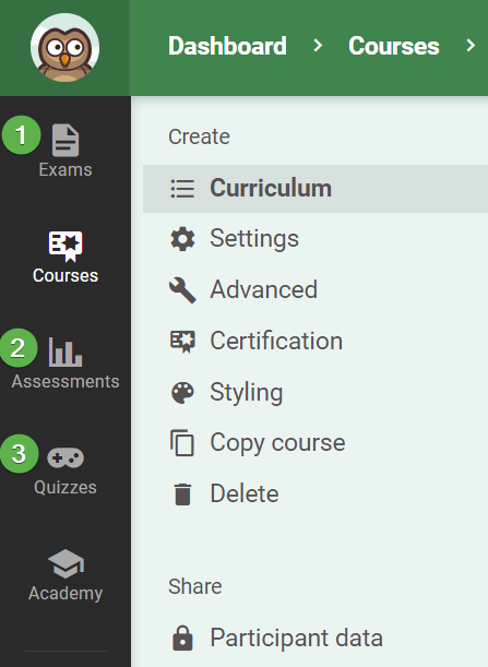 Content types in EasyLMS