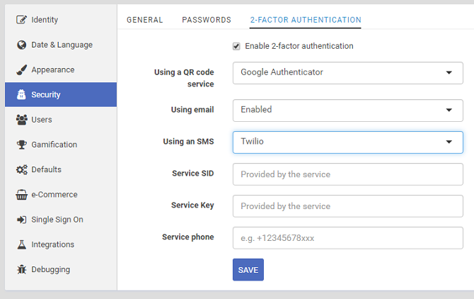 Security features in eFront LMS