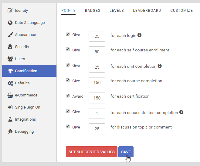 Gamification in eFront LMS