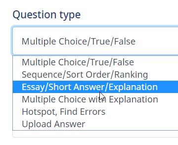 Quiz qestions in eLeap LMS