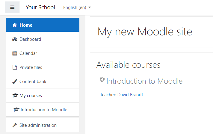 Cloud-hosted Moodle portal interface