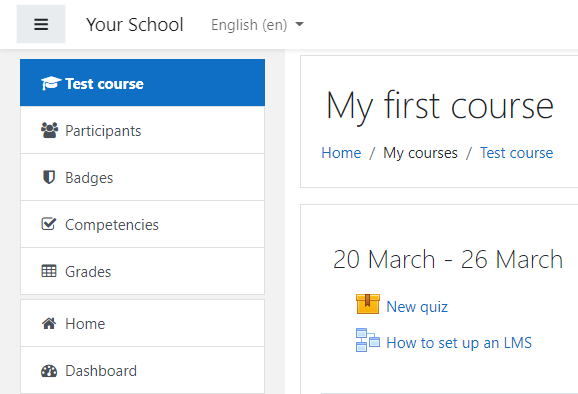 Course achievements in Moodle