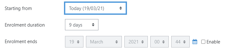 Course enrollment in Moodle