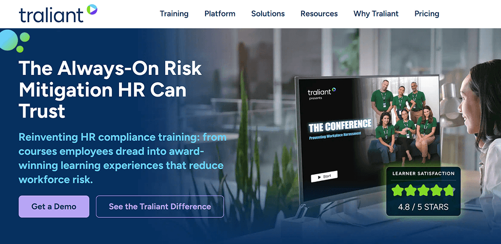 Traliant website page