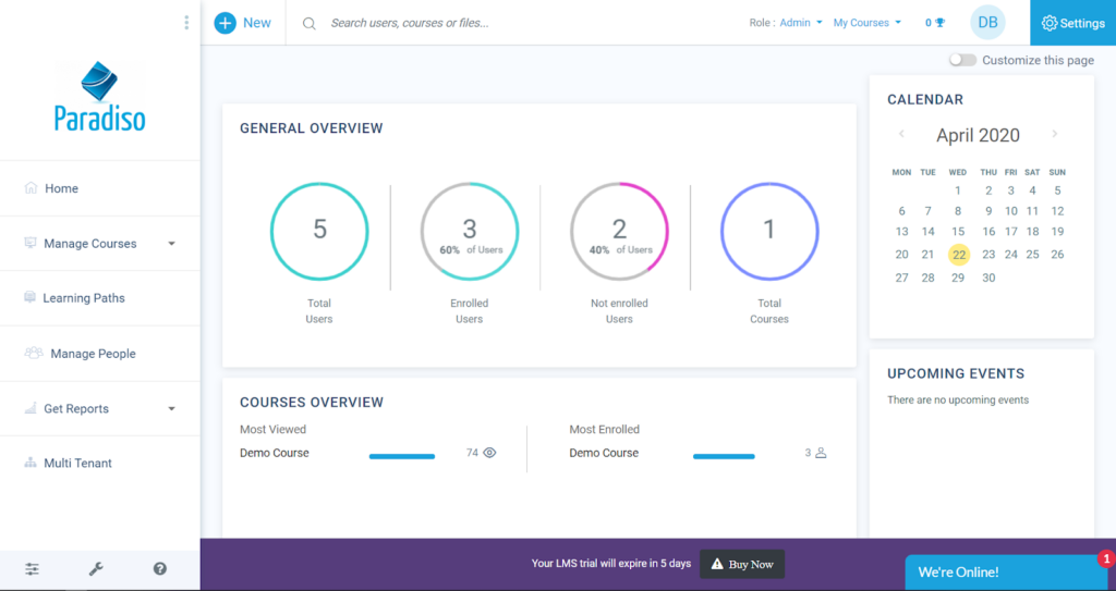 Paradiso admin dashboard