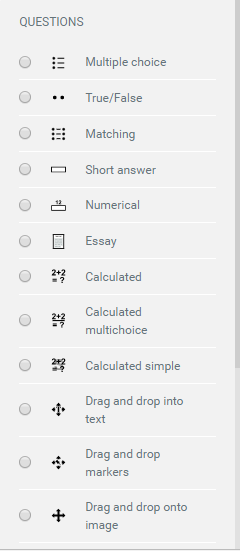 Question type selection 