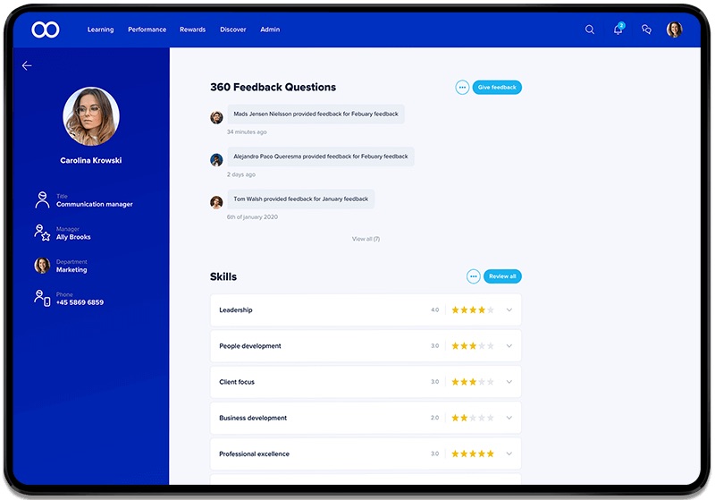 eloomi 360 feedback interface