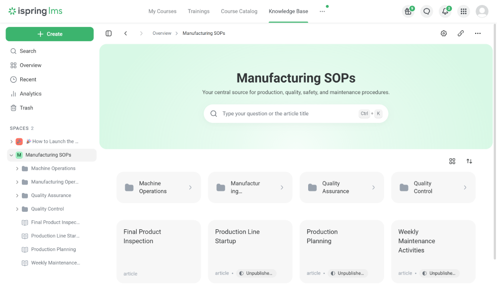 iSpring LMS SOP interface