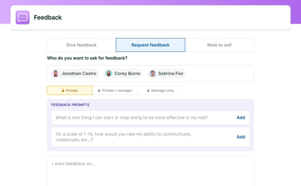 Lattice 360 feedback interface