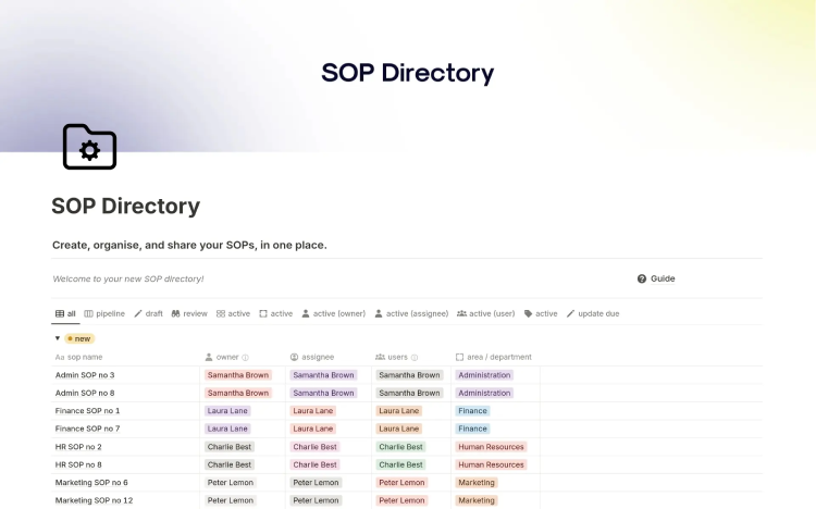 Notion SOP interface