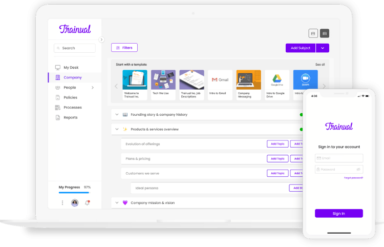 Trainual SOP interface