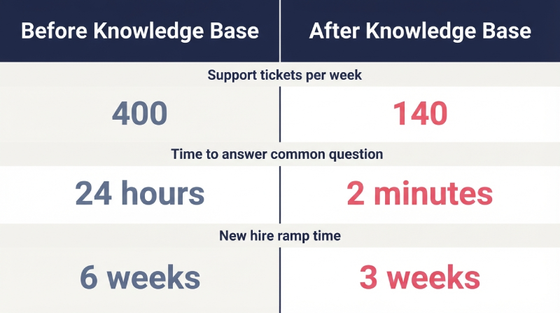 before and after knowledge base comparison for support teams