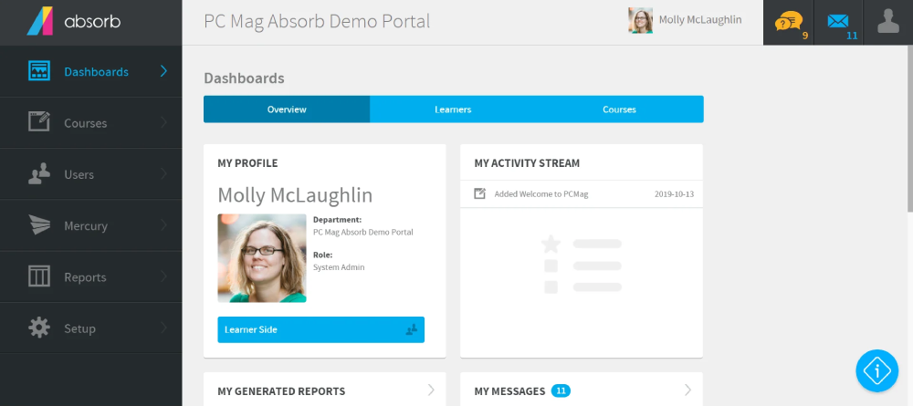 Absorb LMS user interface