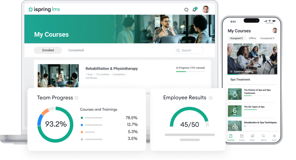 iSpring LMS user interface