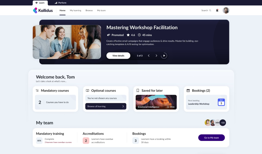 Kallidus LMS interface