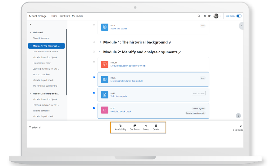 Moodle LMS interface