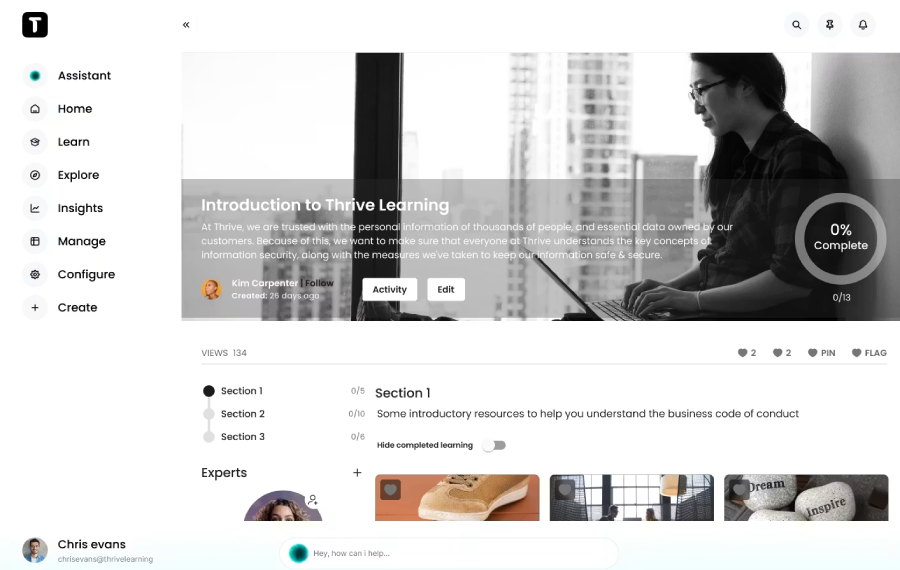 Thrive LMS interface