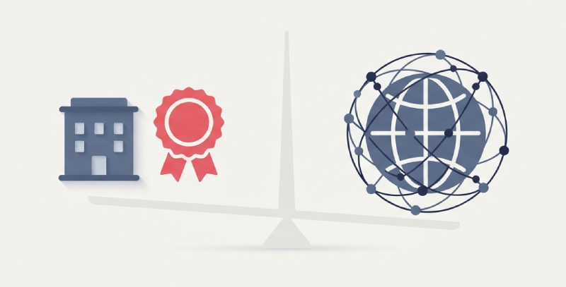 Weighing a UK LMS provider against a global learning platform on a set of scales