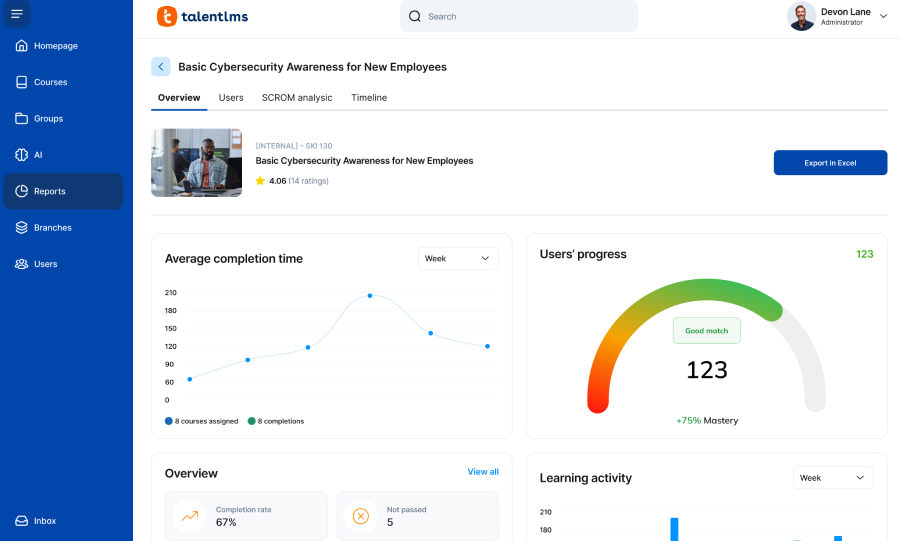 Talent LMS interface