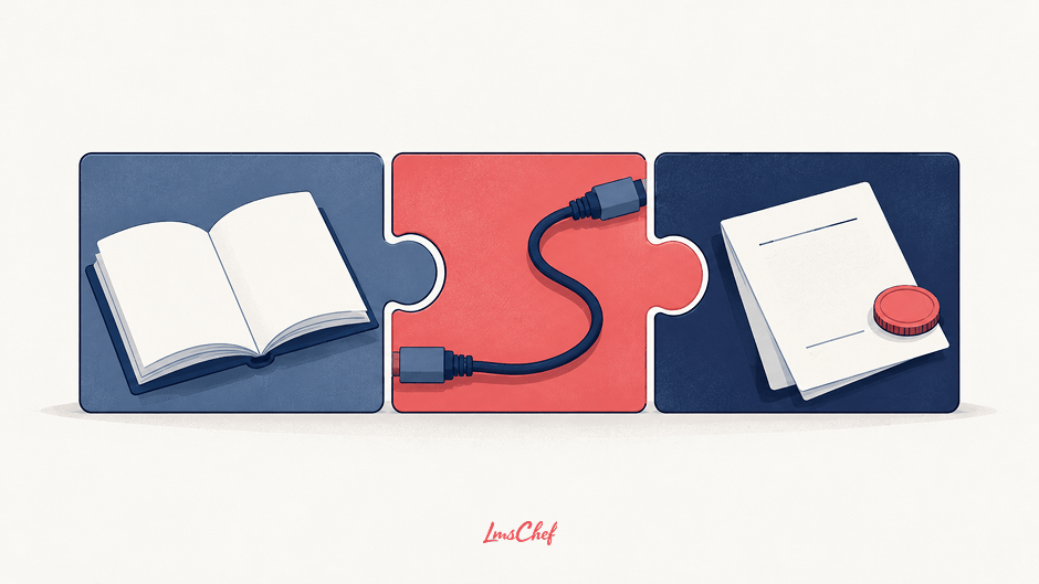 Three connected puzzle pieces
